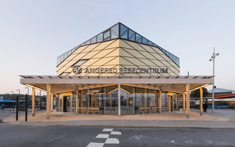 Vinnare Trafikverkets arkitekturpris 2019 Angereds resecentrum. Arkitekt: Wingårdh arkitektkontor. Foto: William Gustavsson.